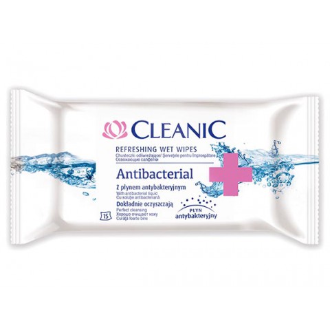 Cleanic Refreshing Wet Wipes  Antibacterial x 15