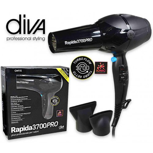 Diva Professional Hair Dryer rapida 3700 pro black 2200 watt
