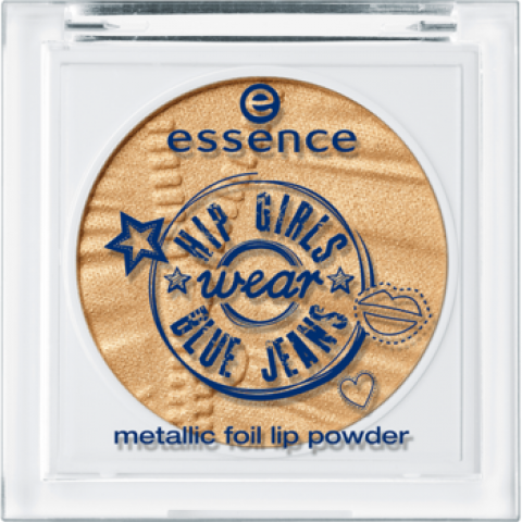 essence hip girls wear blue jeans metallic foil lip powder 01